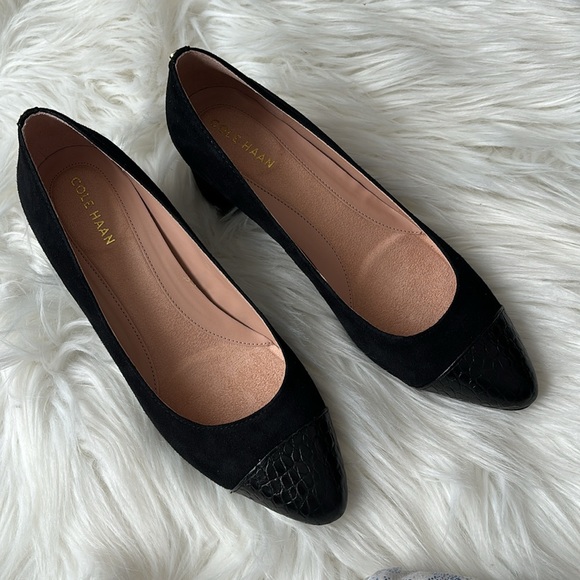Cole Haan Suede Block Heel Pumps